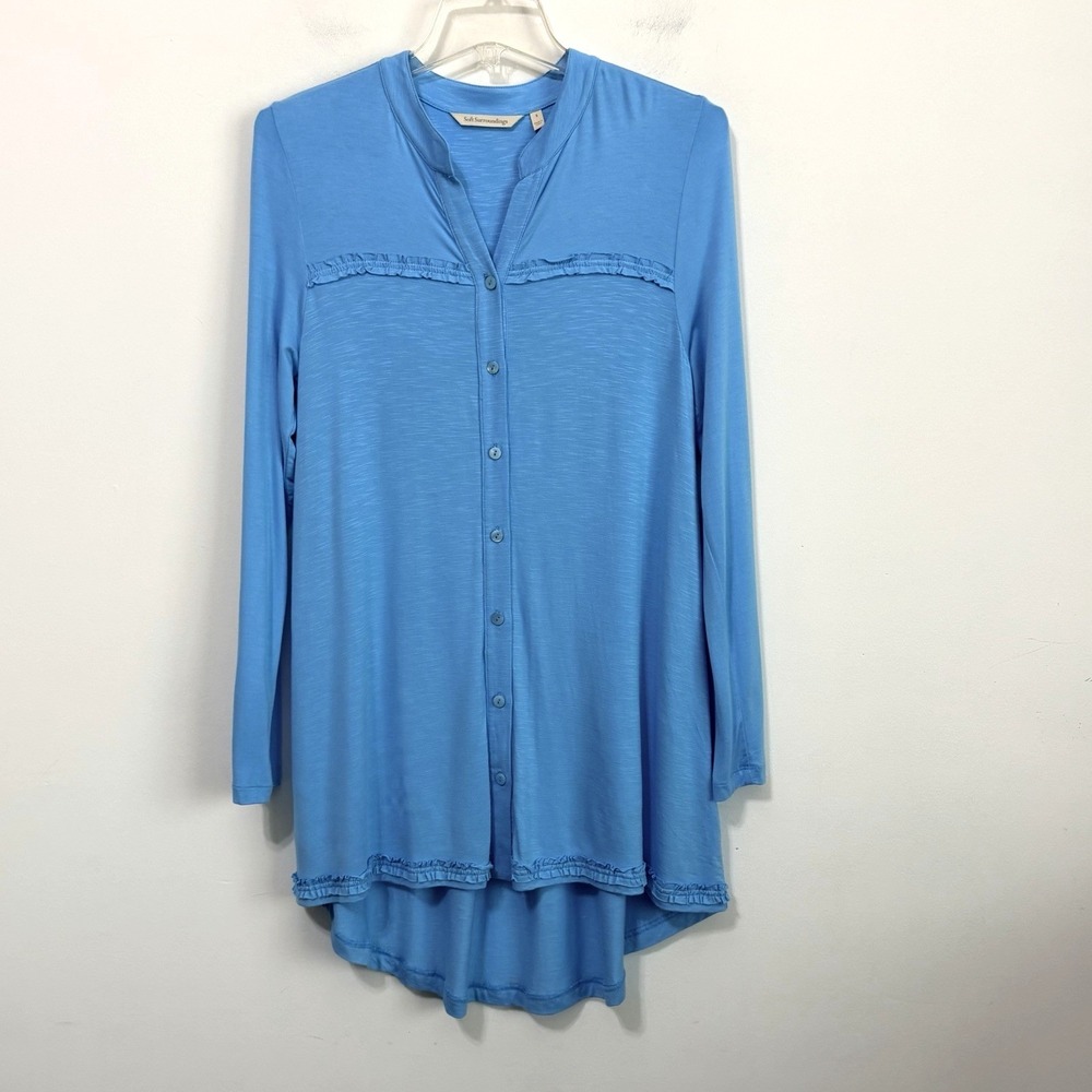Soft‎ Surroundings Tunic S Graciela Button Front V Neck Tunic Soft Long Sleeve